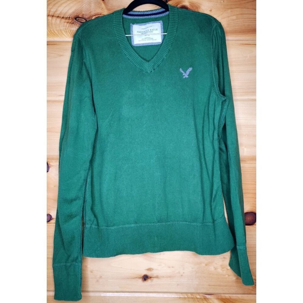 American Eagle Sweater Mens Medium Vintage Fit Pullover Knit V-Neck Long Sleeve